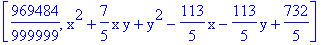 [969484/999999, x^2+7/5*x*y+y^2-113/5*x-113/5*y+732/5]